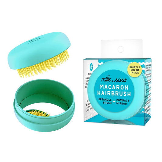 MACARON travel hairbrush turquoise citron